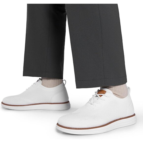 ⚡Men White Wave Knit Flex Breeze Mesh Oxford Lace-Up Lightweight Walking Sneaker - Picture 6 of 9